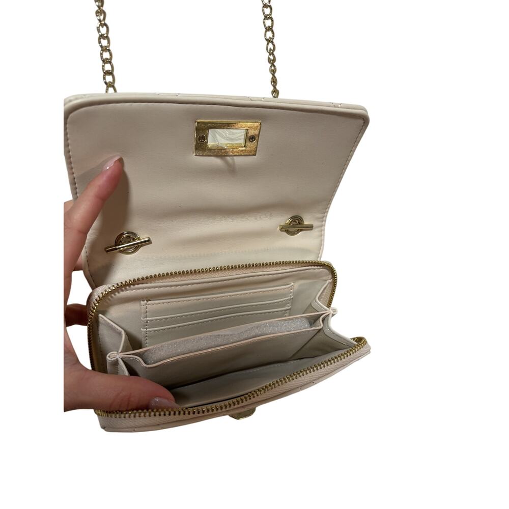 Quilted White Crossbody Purse with Gold Chain Strap - Picture 7 of 7